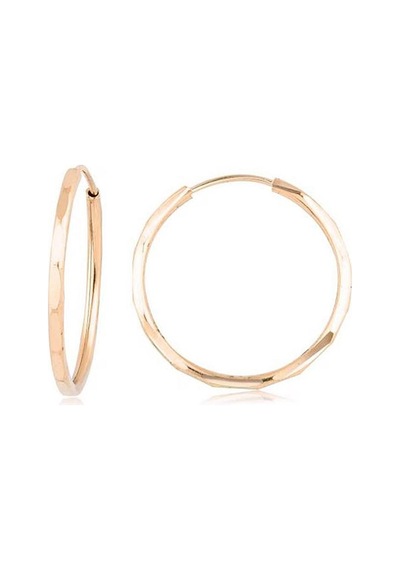 Pembe Altın Kalem İşli Halka Küpe Çapı: 2.2 Cm Pembe Altın