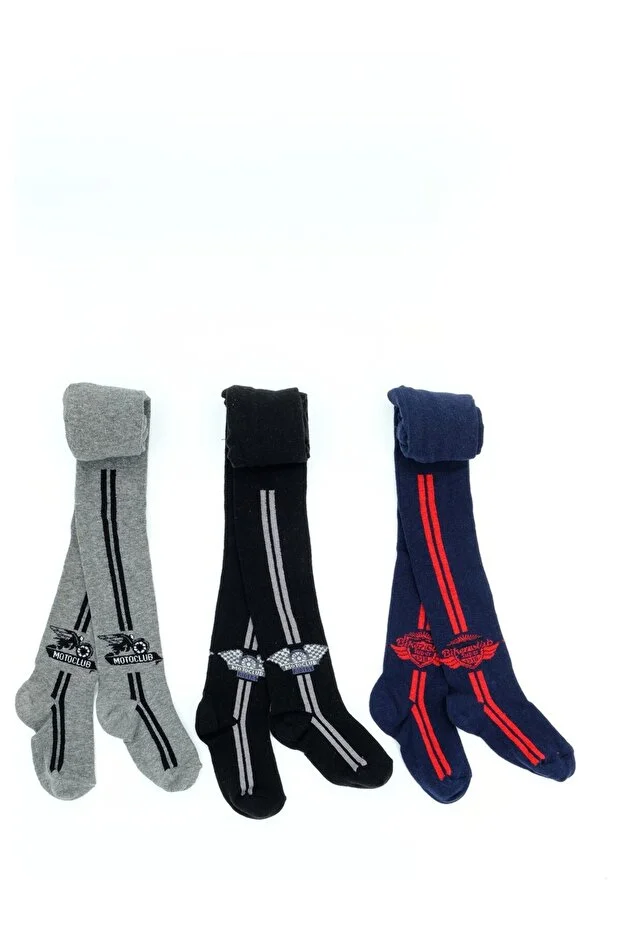 Veraye Socks Erkek Külotlu Çorap Moto Club Desen Pamuklu Penye 3'lü Mavi-gri-siyah Veraye Socks Erkek Külotlu Çorap Moto Club Desen Pamuklu Penye 3'lü Mavi-gri-siyah