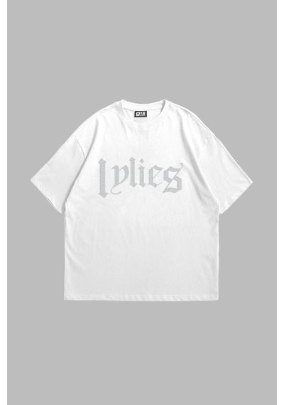 Startmore Lyrics Taş Baskılı Oversize Unisex Beyaz Beyaz