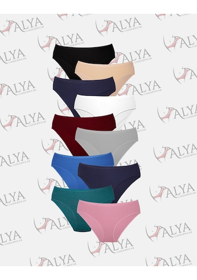 Alya Underwear Kadın Külot Basic Slip Renkli Pamuklu Iç Çamaşırı 10'lu Paket Multicolor-x32 Multicolor - X36
