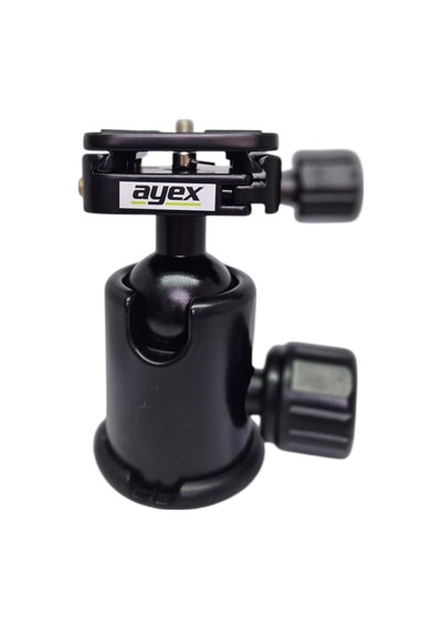 Ayex Kh-02 Tripod Kafa Ball Head, 360 Dönebilen, 10kg Taşıma Kapasiteli, Hızlı Bağlantı Plakalı, 1/4" Vida Uyumlu
