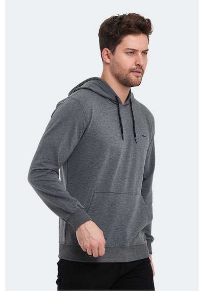 Slazenger Obra In Erkek Kapüşonlu Cepli Koyu Gri Sweatshirt Koyu Gri
