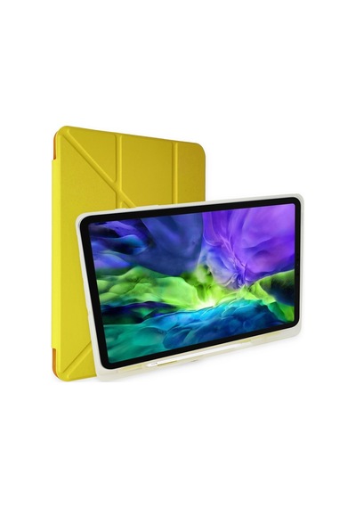 İpad Pro 10.5 Uyumlu Kılıf Kalem Bölmeli Uyku Modlu Smart Case - Açık Sarı Kapaklı Kılıf