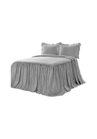 Yatak Örtüsü, Çizgili Desen, Eskitilmiş Şık Tarzı, Hafif, 3 Parçalı Set, Siyah Çok Renkli
