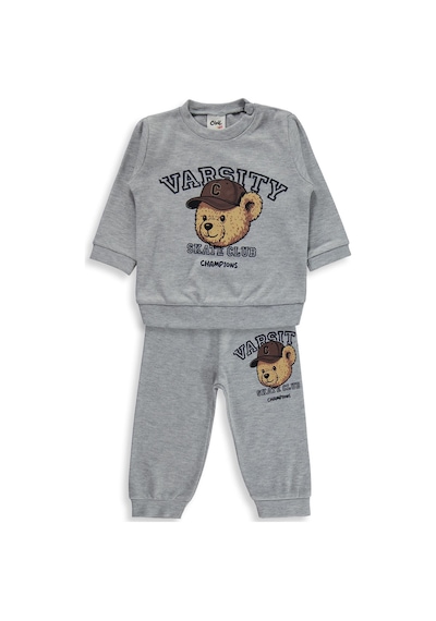 Civil Baby Ayıcık Baskılı 6-18 Ay Takım - Gri Grimelanj