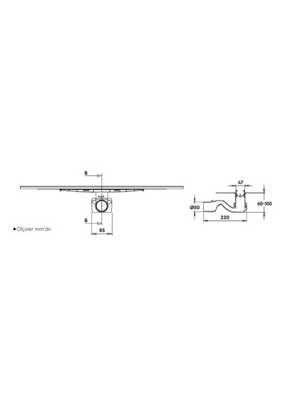 River Duş Kanalı 60 Cm Mat Satıne Yandan Çıkışlı