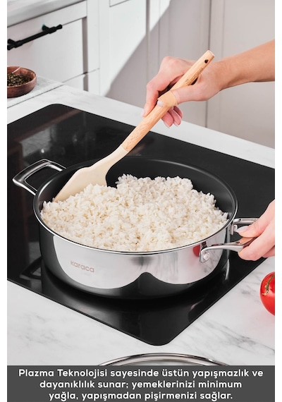 Karaca  Plasma Steel 3Ply İndüksiyon Tabanlı Çelik Pilav/Karnıyarık Tencere 28 Cm