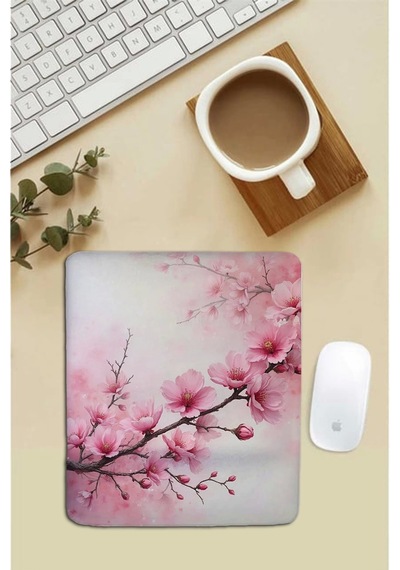 Sonictouch Bilek Destekli Japon Kiraz Çiçeği Dikdörtgen Pürüzsüz Yüzey Dikişsiz Mouse Pad 18x22cm Mousepad