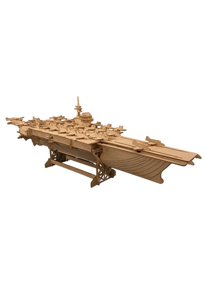 Uçak Gemisi Ahşap Maket Seti Dıy 3d Puzzle Deniz Kuvvetleri Koleksiyoner Modeli 171 Parça