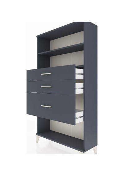 Arges Dolap 2 Raflı 3 Çekmeceli 88x30x163 Antrasit-antrasit Antrasit