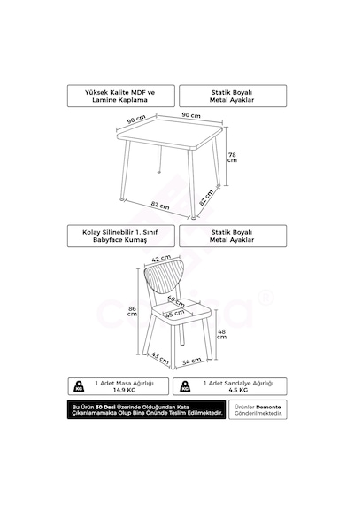 Estro Serisi Mdf Sabit 90x90 Siyah Mermer Desen Mutfak Masası Takımı 4 Adet Sandalye Siyah Mermer - Krem Estro Serisi Mdf Sabit 90x90 Siyah Mermer Desen Mutfak Masası Takımı 4 Adet Sandalye Siyah Mermer - Krem