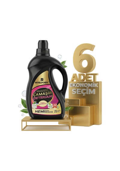 Worldchem Çamaşır Detarjanı Sıvı Siyahlar 6x2 Lt 2 L