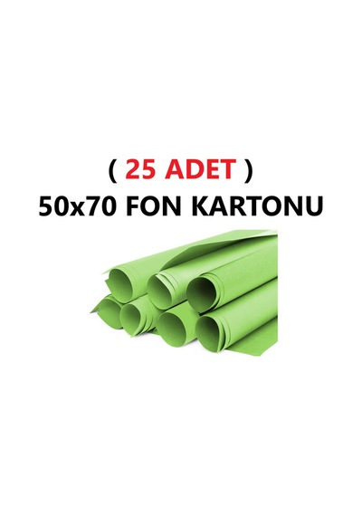 25 Adet 50x70 Cm Açık Yeşil Renkli Fon Kartonu Rulo Canlı Renk Büyük Boy Anaokulu Kreş Okul