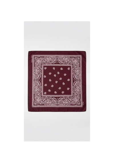 Mollycrush Unisex Mürdüm Şal Desenli Bandana Günlük Saç Aksesuarı, Boyunluk Ve Outdoor Fular Koyu Bordo