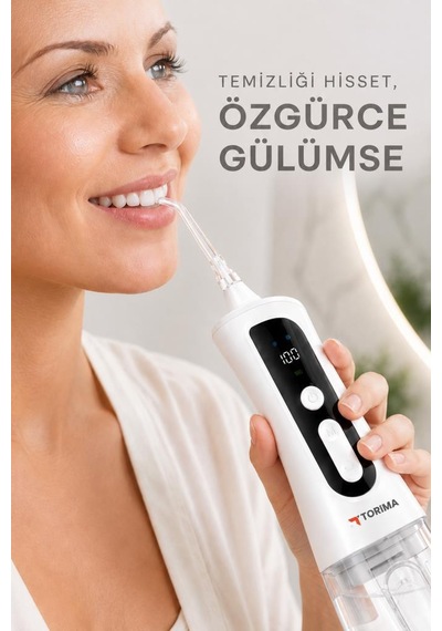 Dijital Ekranlı Şarjlı Ağız Duşu 2 Modlu Taşınabilir Ağız Bakım Cihazı Oc02 Beyaz