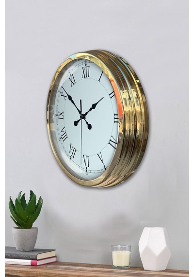 Gold Şık 40 Cm Metal Roma Rakamlı Duvar Saati