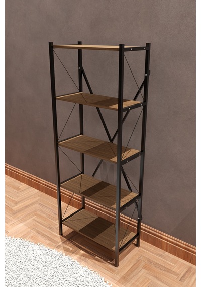Makbulce 5 Raflı Metal Kitaplık Kahverengi
