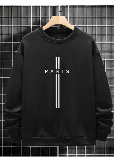 Startmore Siyah Unisex Kadın/erkek Paris Özel Renkli Oversize Bisiklet Yaka Pamuklu