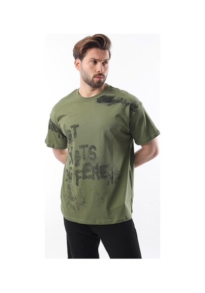 Madmext Haki Baskılı Erkek T-shirt E7115 Haki