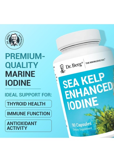 Dr. Berg Sea Kelp Enhanced Iodine - Seaweed Blend Includes Klamath Blue-green Algae & Sea Kelp - 90