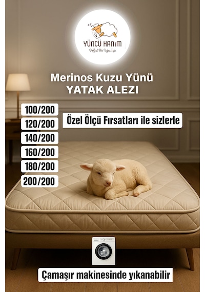 Merinos Kuzu Yünü Yatak Pedi, Yatak Koruyucu, Yatak Şitesi %100 Doğal Merinos Kuzu Yünü 1