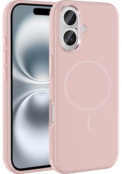Apple Uyumlu iPhone 16 Kılıf M-safe Şarj Özellikli Metal Kamera Çerçeveli Zore Edi Silikon Kapak Rose Gold