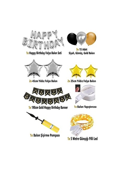 Yetişkin Doğum Günü Seti Işıklı Doğum Günü Seti Pompa 2 Yaş Mavi