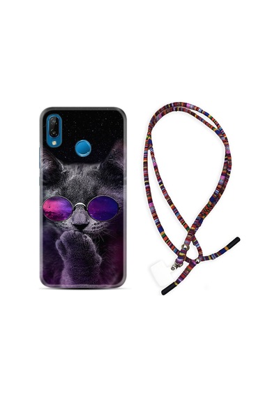 Huawei P20 Lite Kılıf Rasta Boyun Askılı Carisma Cat 1607