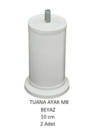 Tuana Ayak 10 cm M8 Cıvatalı Beyaz (2 Adet)