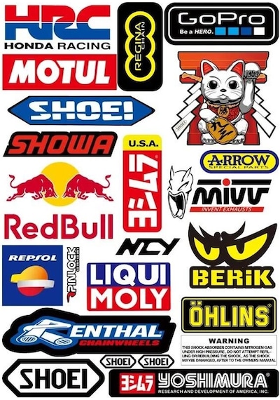 Araba, Motosiklet, Bisiklet, Kask Sponsor Sticker Seti, Çıkartma Etiketi A8036 Model Siyah