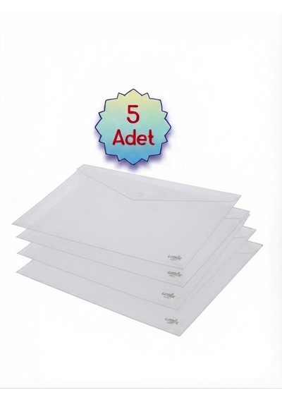 Şeffaf A4 Çıtçıtlı Dosya Şeffaf Renkli Zarf Dosya 5 Adet 20x30 Cm Çıt Çıtlı Dosya