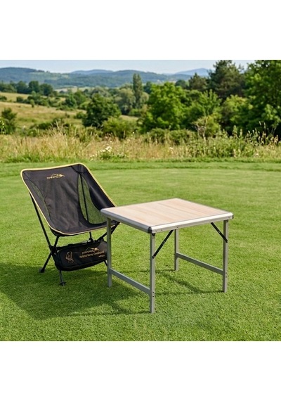 Yek Outdoor Mdf Katlanır Masa Küçük + Pratik Sandalye Set Gri