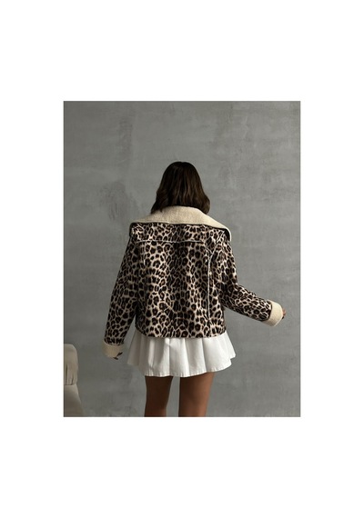 Verymoda Leopar Desenli Peluş Mont F1814 Leopar D1