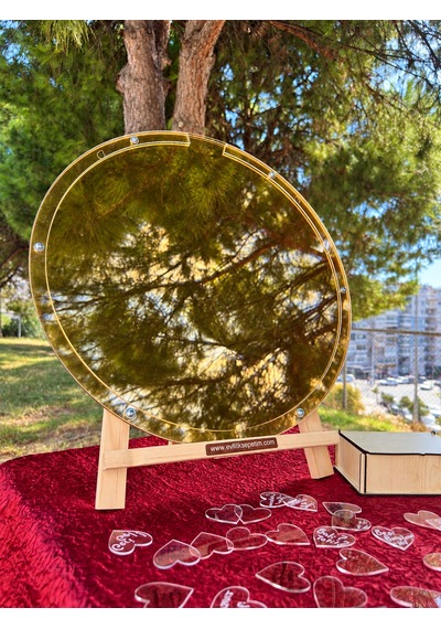 Kişiye Özel Full Altın Pleksi Yuvarlak Anı Kutusu 50cm