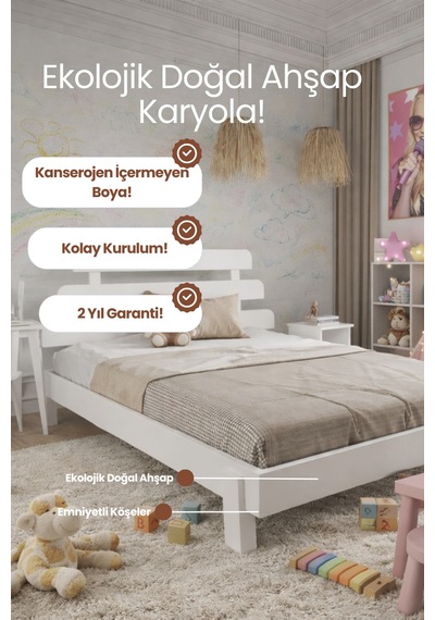 Renazzo Lotus X New Masif Ahşap Karyola Vernik 200x200 Vernik - 200 X 200