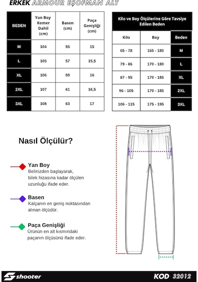 Shooter Ribey Luxe Kışlık Jogger Erkek Eşofman Alt Standar Kalıp Paça Lastikli Siyah