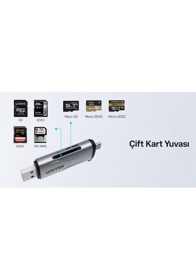 Unıtek 2&apos Sı 1 Arada Kart Okuyucu Mıcro Sd / Sd R1010a