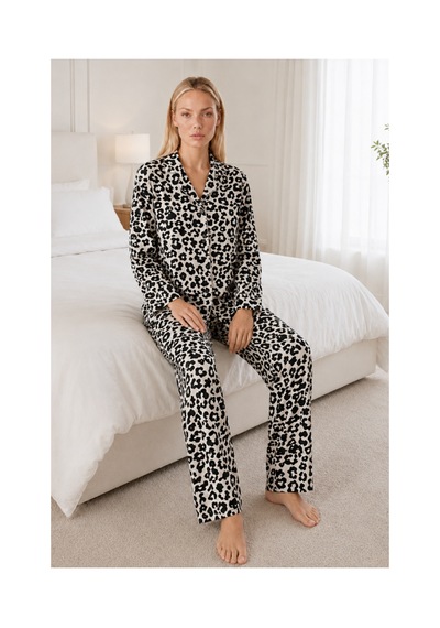 Fit Women Kadın Desenli Relaxed Leopar Pijama Takımı 4665