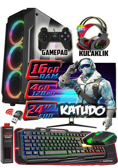 Warbox Katudo i3-6100 16 GB 256 GB + 250 GB HDD 4 GB R7 240 22" W10P Masaüstü Bilgisayar