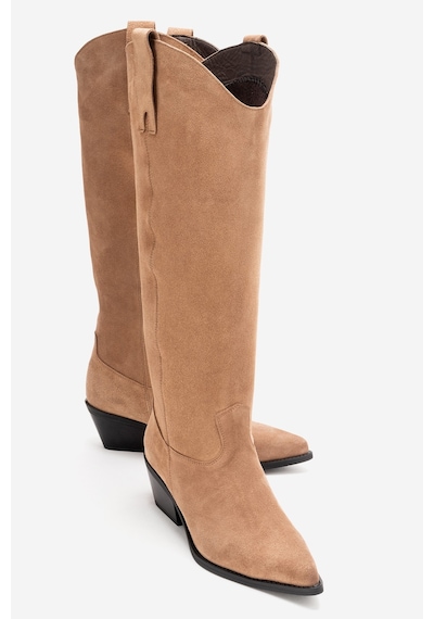 Luvishoes Anıa Toprak Süet Hakiki Deri Kadın Western Çizme Toprak