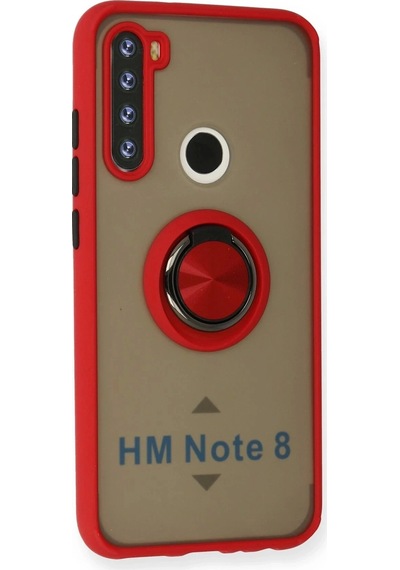 Xiaomi Redmi Note 8 Kılıf Montreal Yüzüklü Silikon Kapak - Kırmızı Çok Renkli