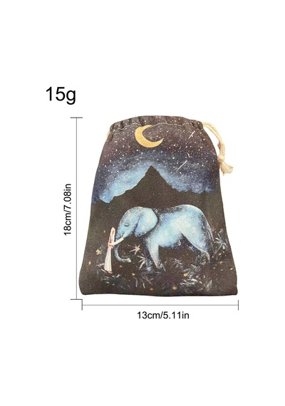 "fil Baskı Tarot Güvertesi Tesbesi - Oracle & Tarot Kartları İçin Drawstring Depolama Çantası" Çok Renkli