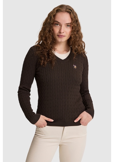 U.S. Polo Assn. Kadın Koyu Kahverengi Basic Kazak 50327575 Vr084