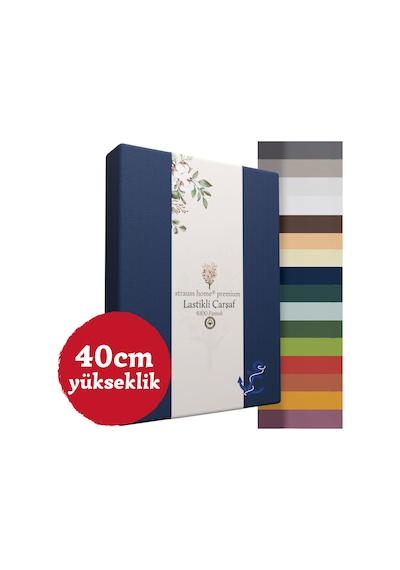 Home Premium Lastikli Çarşaf Yüksek Yataklara Özel 40cm Yükseklik Penye %100 Pamuk 150gr/m2 Oeko Tex Navy