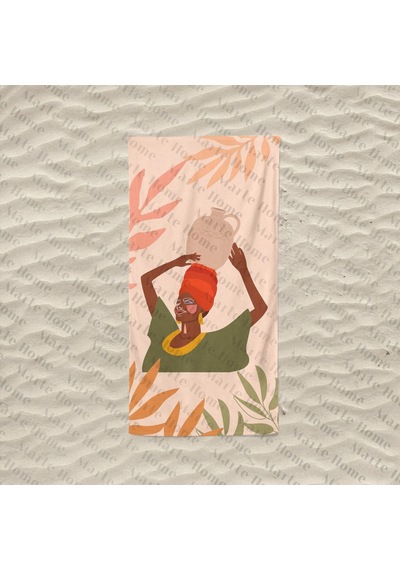 Marte Home Frican Woman Y - Baskılı Plaj Havlusu