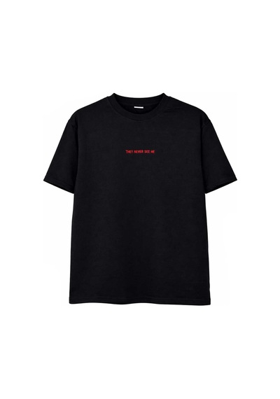 Dark Line Sırt Baskılı %100 Pamuk Oversize T-shirt Darkline024 Siyah