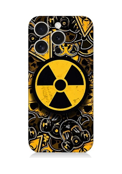 Apple Uyumlu iPhone 15 Pro Max Nükleer Sembol Desenli Silikon Kılıf Silikon