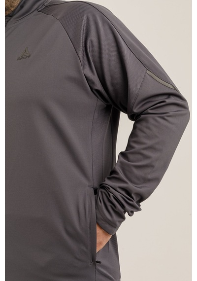 Airlife Power 22 Cr Line Tam Boy Fermuarlı Erkek Büyük Beden Dik Yaka Sweatshirt Smoked Füme