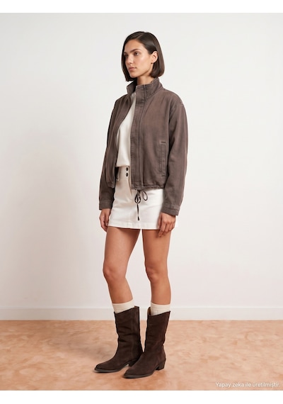 Dilvin 65391 %100 Pamuk Oversize Kot Ceket-kahve
