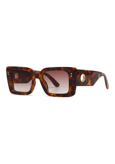 Zaveth Leopar Desenli Kemik Çerçeve Gold Detaylı Kare Vintage Retro Unisex Güneş Gözlüğü Çok Renkli
